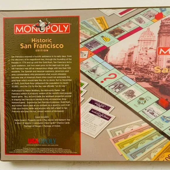 Vintage Monopoly Historic San Francisco Edition‎ Board Game Hasbro New Sealed Board Games